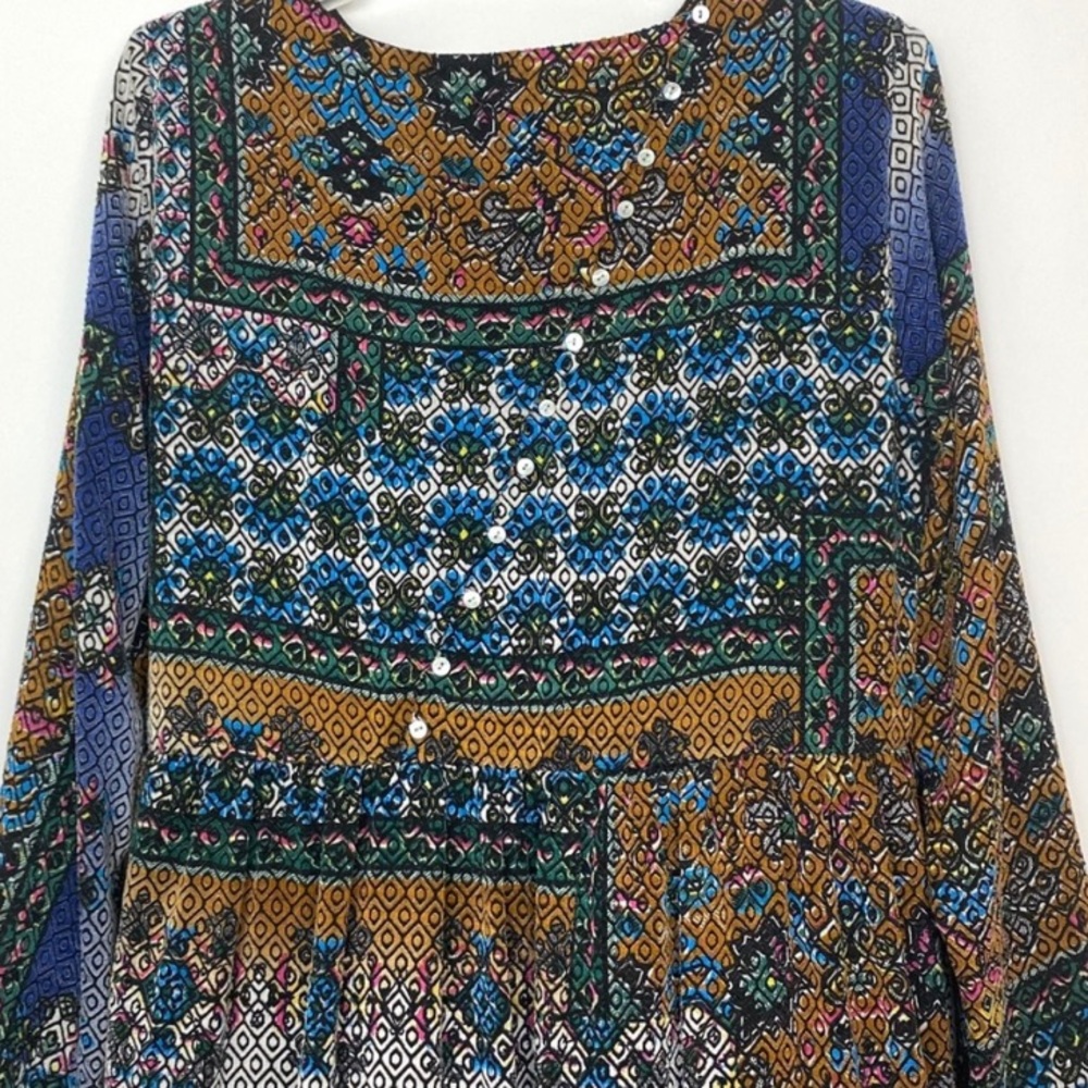 Zara Patchwork Print Long Sleeve Button Back Dress - image 7